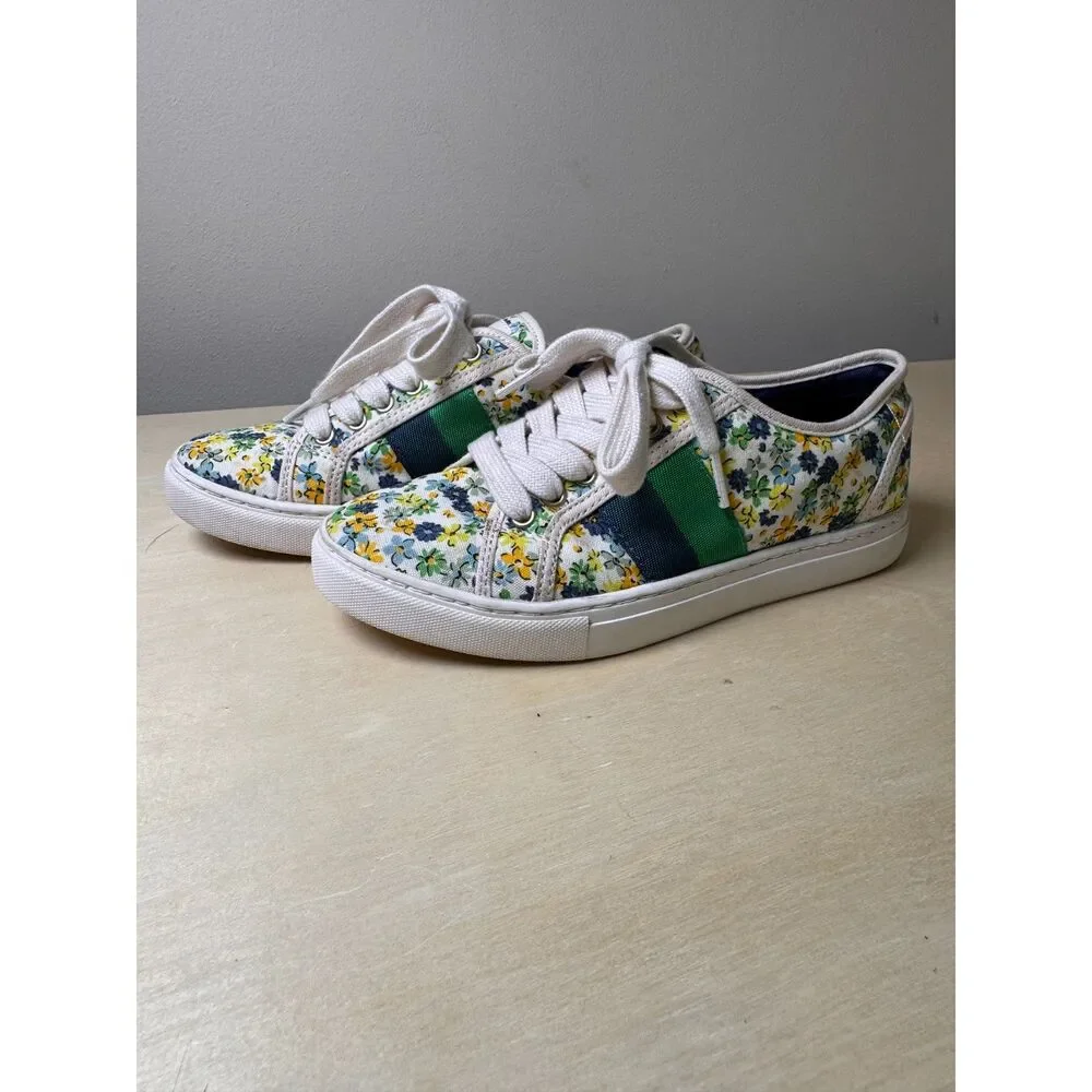 Kate Spade New York Izzy Canvas Floral Lace Up Sneakers Womens 5B Preppy Cottage